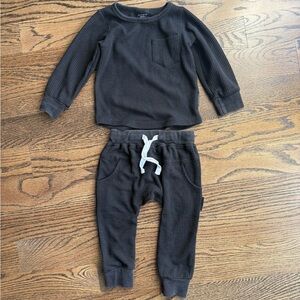 Little Bipsy Black Waffle Joggers Set